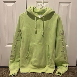 Neon green Champion hoodie.